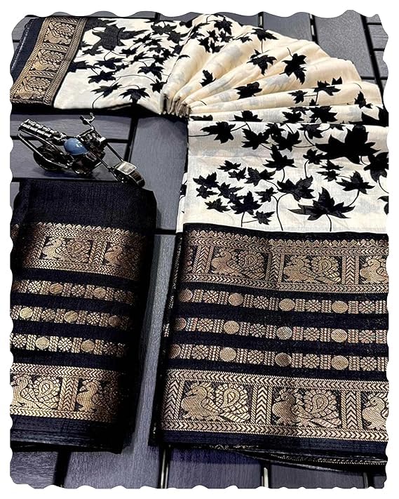 Women's Floral Printed Dola Silk Saree